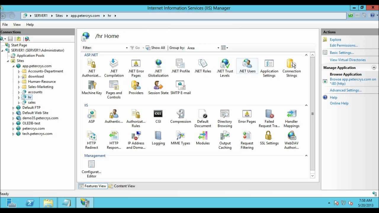 How to add application in IIS 8 on Windows server 2012