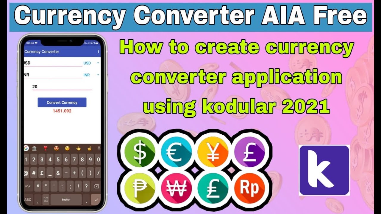 How to make Currency converter application in kodular 2021. Download free AIA file.