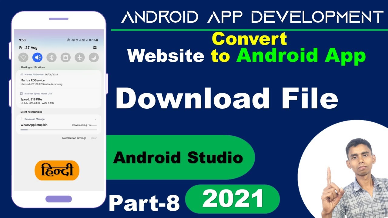 How to Convert Website into Android App in Android Studio | Download Manager Implement |Part 8 2021