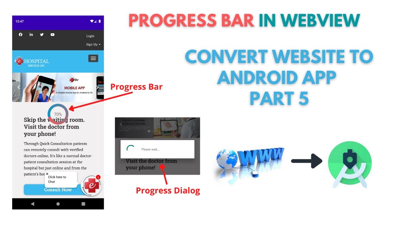 Custom Progress Bar WebView | Convert Website to Android App Part 5 | Android Studio | WebView