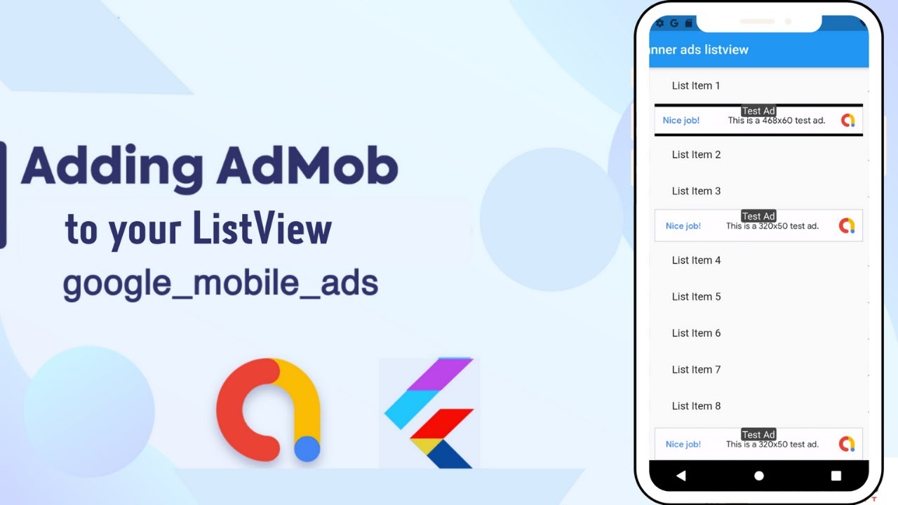 banner admob in listview flutter app
