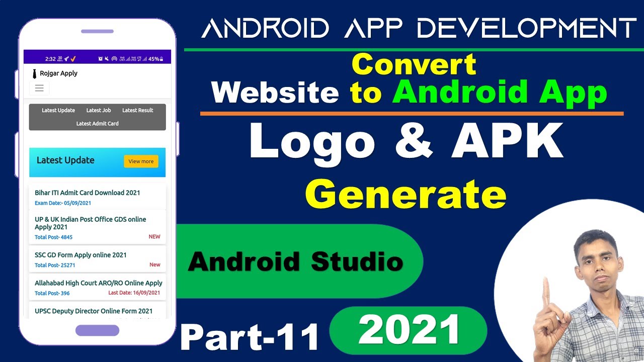 How to convert website into Android App in Hindi Free | Logo Set | Apk Genrate | Android Studio